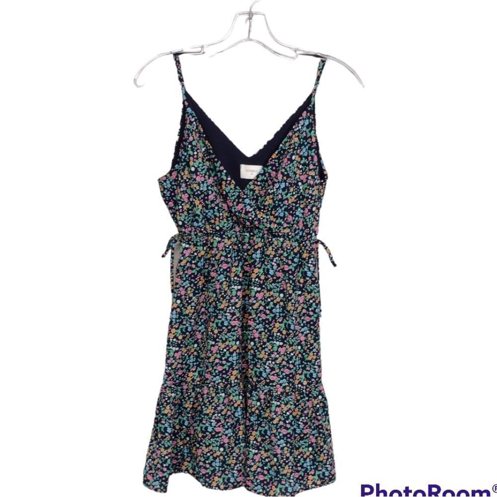 Everly Sundress Blue Floral Flounce Sz S Jr's Summer Festival Cottagecore
